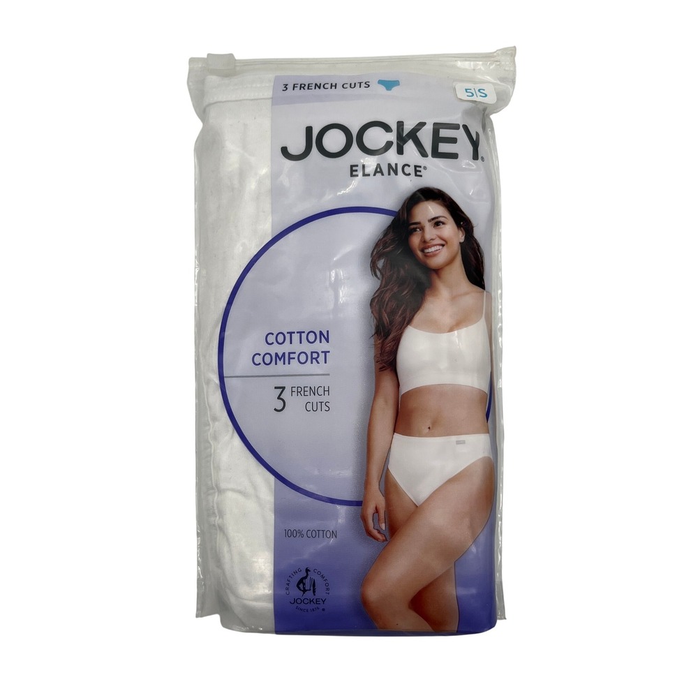 Jockey French Cut Underwear Womens 5 S White Elance Cotton Comfort 3 Pack